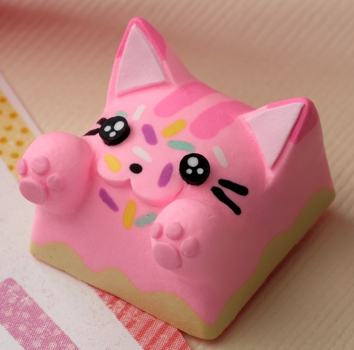 Hello Caps - Pink frosted sprinkled donut Bongo Cat v2