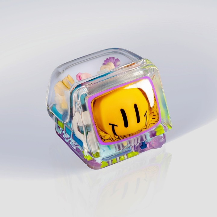 Jelly Key - 1u / Velveta Lavender / Acid Smiley Retro TV series: First Frame artisan keycaps (2025/10/26)